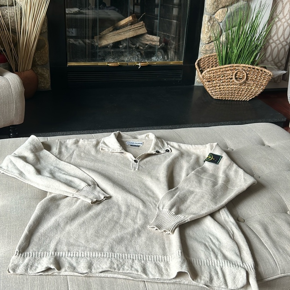 STONE ISLAND Compass-patch Button Up Jumper Collared Crew